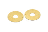 Brass Round Charm, 4 Textured Raw Brass Charms With 2 Holes, Pendants, Findings (30x0.80mm) M02652