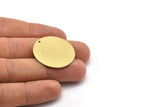 Brass Round Charm, 4 Raw Brass Charms With 1 Hole, Pendants, Findings (30x0.80mm) M02636