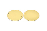 Brass Round Charm, 4 Raw Brass Charms With 2 Holes, Pendants, Connectors, Findings (30x0.80mm) M02638