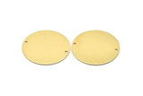 Brass Round Charm, 4 Raw Brass Charms With 2 Holes, Pendants, Connectors, Findings (30x0.80mm) M02638