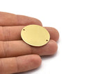 Brass Round Charm, 4 Raw Brass Charms With 2 Holes, Pendants, Connectors, Findings (30x0.80mm) M02638