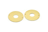 Brass Round Charm, 4 Raw Brass Charms With 2 Holes, Pendants, Connectors, Findings (30x0.80mm) M02639
