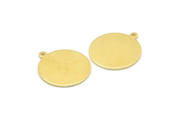 Pirinç Yuvarlak Charm, 1 Döngülü 10 Ham Pirinç Yuvarlak Charm, Boşluklar (20x18x0,80 mm) M02675