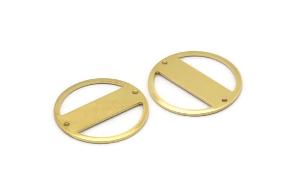 Brass Round Charm, 8 Raw Brass Round Charms With 2 Holes, Blanks (22x0.80mm) M02654