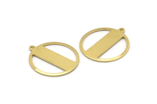 Brass Round Charm, 8 Raw Brass Round Charms With 1 Loop, Blanks (24x22x0.80mm) M02653
