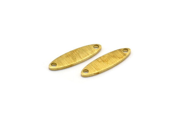 Brass Marquise Charm, 50 Textured Raw Brass Oval Charms With 2 Holes, Blanks (14x4x0.80mm) M02728