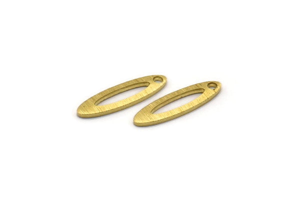 Brass Marquise Charm, 50 Textured Raw Brass Oval Charms With 1 Hole, Blanks (14x4x0.80mm) M02730
