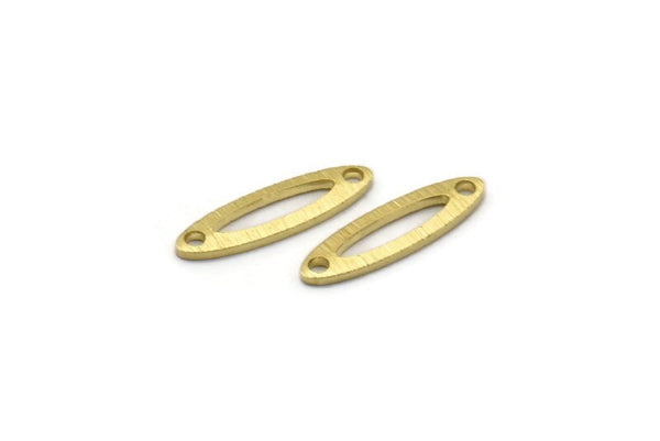 Brass Marquise Charm, 50 Textured Raw Brass Oval Charms With 2 Holes, Blanks (14x4x0.80mm) M02731