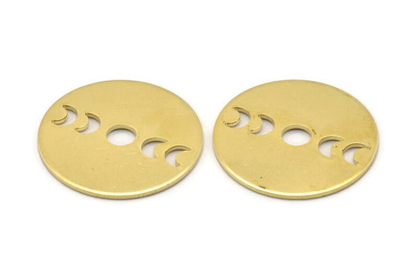 Moon Phases Blank, 8 Raw Brass Crescent Moon Blanks, Pendants (22x0.80mm) M02701