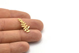 Gold Leaf Earring, 4 Gold Plated Brass Leaf Stud Earrings  (25x11x0.80mm) D1232 A1800 Q1124