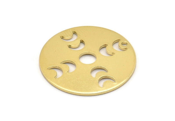 Moon Phases Charm, 8 Raw Brass Crescent Moon Charms, Pendants (22x0.80mm) M02711