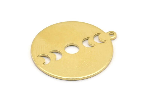 Moon Phases Charm, 8 Raw Brass Crescent Moon Charms, Pendants (22x0.80mm) M02705