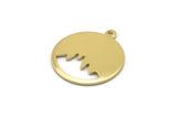 Brass Round Charm, 12 Raw Brass Mountain Shaped Round Charms With 1 Loop, Pendants, Earring Findings (20x18x0.80mm) M02721