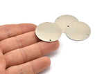 Steel Round Charm, 6 Stainless Steel Round Charms With 2 Holes (30x0.80mm) M02687