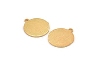 Gold Cabochon Tag, 4 Textured Gold Plated Brass Round Charms With 1 Loop, Stamping Tags (16x14x0.80mm) M01584