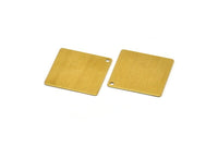 Square Earring Finding, 12 Raw Brass Square Stamping Charms, Pendants With 1 Hole (20x20mm) A0061