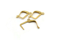 Plain Leverback Earring, 100 Raw Brass Plain Leverback Earring Findings (13x10mm) Brsl 90 A0961