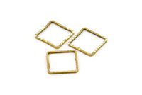 12mm Brass Square , 50 Raw Brass Square Connectors With Faceted One Side (14x0.85mm) N0541
