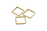 12mm Brass Square , 50 Raw Brass Square Connectors With Faceted One Side (14x0.85mm) N0541