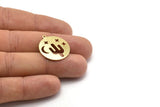 Brass Round Charm, 10 Raw Brass Cactus Patterned Charms With 1 Loop, Moon And Star Findings, Pendants (22x0.80mm) M02742