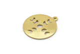 Brass Round Charm, 10 Raw Brass Moon Phases Charms With 1 Loop, Findings, Pendants (20x18x0.80mm) M02738