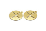 Brass Round Charm, 10 Raw Brass Moon Phases Charms With 1 Loop, Findings, Pendants (20x18x0.80mm) M02738