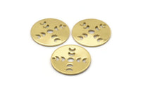 Brass Round Charm, 10 Raw Brass Moon Phases Charms With 1 Hole, Findings, Pendants (18x0.80mm) M02737