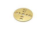 Brass Round Charm, 10 Raw Brass Moon Phases Charms With 2 Holes, Findings, Pendants (18x0.80mm) M02739