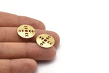 Brass Round Charm, 10 Raw Brass Moon Phases Charms With 2 Holes, Findings, Pendants (18x0.80mm) M02739