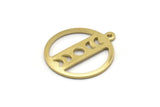 Brass Round Charm, 10 Raw Brass Moon Phases Charms With 1 Loop, Findings, Pendants (20x18x0.80mm) M02734
