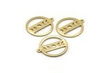 Brass Round Charm, 10 Raw Brass Moon Phases Charms With 1 Loop, Findings, Pendants (20x18x0.80mm) M02734