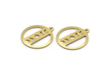 Brass Round Charm, 10 Raw Brass Moon Phases Charms With 1 Loop, Findings, Pendants (20x18x0.80mm) M02734