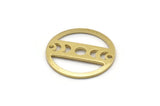 Brass Round Charm, 10 Raw Brass Moon Phases Charms With 2 Holes, Findings, Pendants (18x0.80mm) M02736