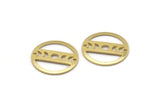 Brass Round Charm, 10 Raw Brass Moon Phases Charms With 2 Holes, Findings, Pendants (18x0.80mm) M02736