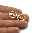 Brass Round Charm, 10 Raw Brass Moon Phases Charms With 2 Holes, Findings, Pendants (18x0.80mm) M02736