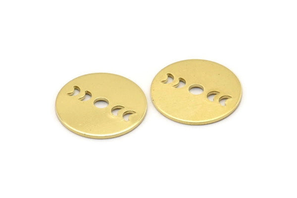 Brass Round Blank, 10 Raw Brass Moon Phases Blanks, Findings, Stamping Tags (18x0.80mm) M02714