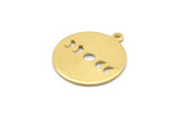 Brass Round Charm, 10 Raw Brass Moon Phases Charms With 1 Loop, Findings, Pendants (20x18x0.80mm) M02717