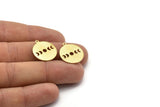 Brass Round Charm, 10 Raw Brass Moon Phases Charms With 1 Loop, Findings, Pendants (20x18x0.80mm) M02717