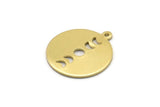 Brass Round Charm, 10 Raw Brass Moon Phases Charms With 1 Loop, Findings, Pendants (20x18x0.80mm) M02716