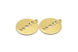 Brass Round Charm, 10 Raw Brass Moon Phases Charms With 1 Loop, Findings, Pendants (20x18x0.80mm) M02716