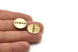 Brass Round Charm, 10 Raw Brass Moon Phases Charms With 2 Holes, Findings, Pendants (18x0.80mm) M02718