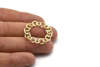 Brass Round Charm, 2 Raw Brass Chain Shaped Round Charms, Pendants, Earrings, Findings (32x2mm) N1744