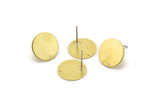 Brass Round Earring, 10 Raw Brass Round Stud Earrings With 1 Hole (14x0.80mm) M01592 A2429