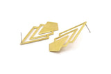Brass Triangle Earring, 4 Raw Brass Diamond Stud Earrings (46x22x1mm) M01559 A2442