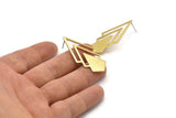 Brass Triangle Earring, 4 Raw Brass Diamond Stud Earrings (46x22x1mm) M01559 A2442