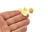 Brass Round Earring, 8 Raw Brass Round Stud Earrings (14x0.80mm) M01590 A2426