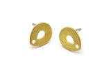 Brass Drop Earring, 8 Textured Raw Brass Drop Stud Earrings With 1 Hole (12x0.70mm) M01596 A2451