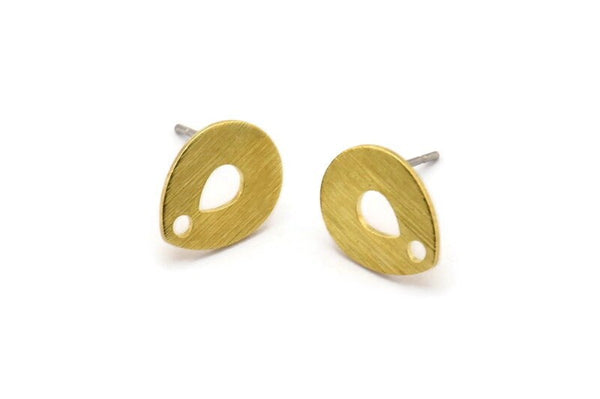 Brass Drop Earring, 8 Textured Raw Brass Drop Stud Earrings With 1 Hole (12x0.70mm) M01596 A2451