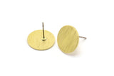 Brass Round Earring, 10 Textured Raw Brass Round Stud Earrings (14x0.80mm) M01583 A2439