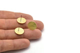 Brass Round Earring, 10 Textured Raw Brass Round Stud Earrings (14x0.80mm) M01583 A2439